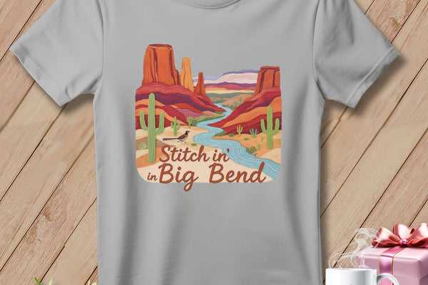 MyDesigns Physical Item S / Athletic Heather Stitchin' in Big Bend ~ Relaxed Fit Tee