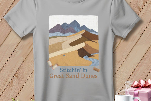 MyDesigns Physical Item S / Athletic Heather Stitchin' in Great Sand Dunes National Park and Preserve ~ Relaxed Fit Tee