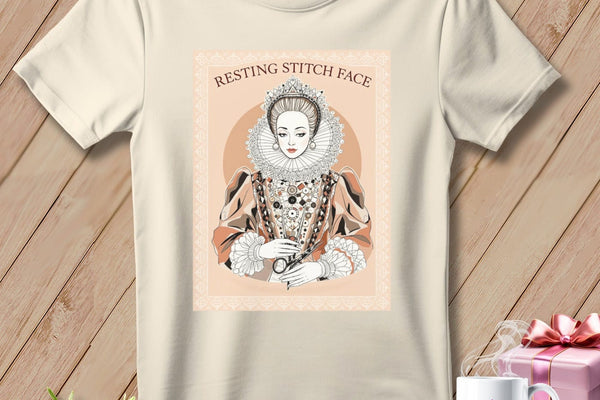 MyDesigns Physical Item S / Natural Queen Eliza Stitch - Resting Stitch Face ~ Relaxed Fit Tee