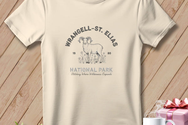 MyDesigns Physical Item S / Peachy Wrangell-St. Elias National Park ~ Dall Sheep, Stitchin In Beauty ~ Premium Tee