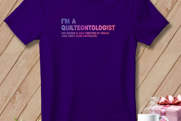 MyDesigns Physical Item S / Team Purple Quilteontologist: Held Together by Thread & Chocolate ~ Relaxed Fit Tee