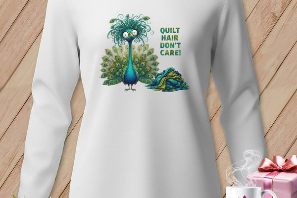 MyDesigns Physical Item S / White Quilt Hair Don’t Care ~ Lady Plumeadora ~ Long Sleeve Tee