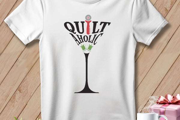 MyDesigns Physical Item T-Shirts / S / White Quilt-Aholic Martini ~ Relaxed Fit Tee