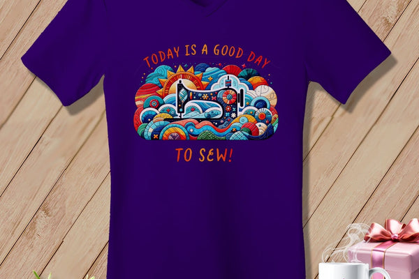MyDesigns Physical Item Team Purple / S Today is a Good Day to Sew ~ SuperSoft V-Neck Tee
