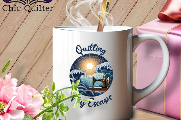 MyDesigns Physical Item White / 15oz Quilting My Escape - Dark ~ 15oz Coffee Mug