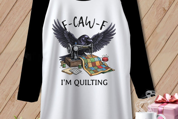 MyDesigns Physical Item XS / White/Black F ~ CAW ~ F ~ I’m Quilting in Color ~ Raglan Tee