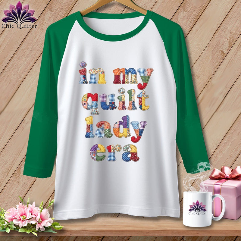 MyDesigns Physical Item XS / White/Kelly In My Quilt Lady Era ~ Raglan Tee