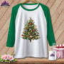 MyDesigns Physical Item XS / White/Kelly The Quilter’s Christmas Tree ~ Raglan Tee