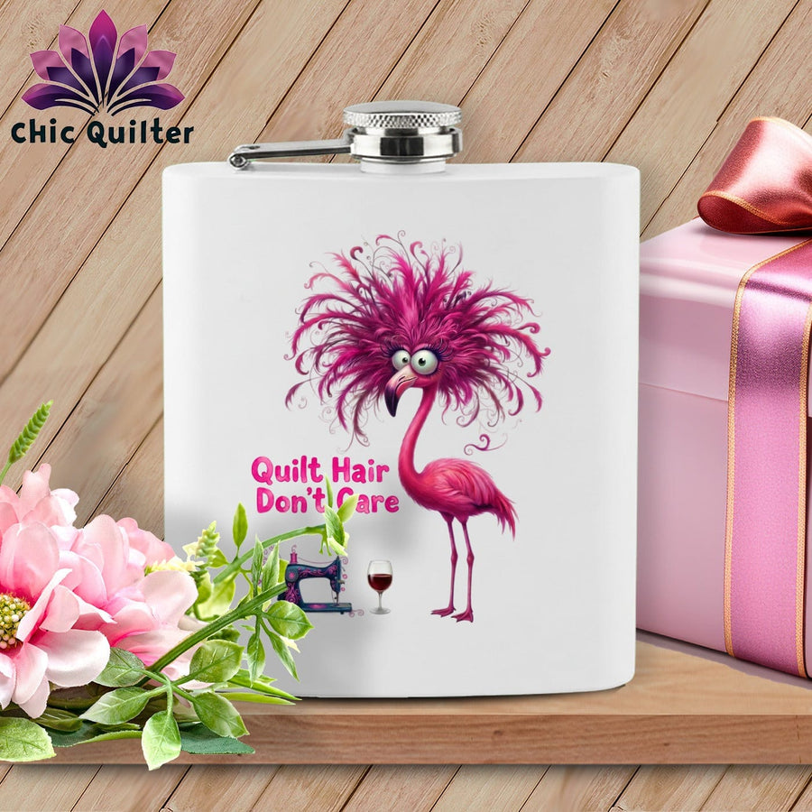 MyDesigns Flask 6oz / White Featherina Stitché ~ Quilter's Flask