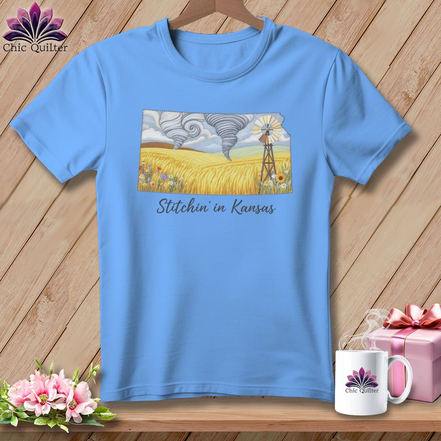 MyDesigns Physical Item S / Carolina Blue Stitchin' in Kansas ~ Relaxed Fit Tee