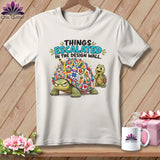 White t-shirt with cartoon turtles and 