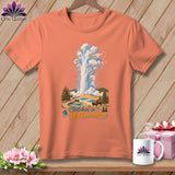 MyDesigns Physical Item S / Heather Sunset Yellowstone National Park ~ Old Faithful, Stitchin in ~ Relaxed Fit Tee
