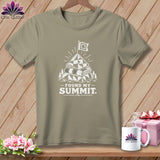 Taupe t-shirt with white graphic: 