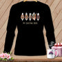 Black long sleeve shirt with five quilted ghosts and "My Quilting Boos" text.