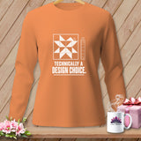 Orange long-sleeve shirt with a quilt block graphic and 