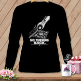 Black long-sleeve shirt with rotary cutter, ruler, floral pattern, and 