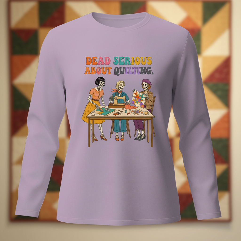 hanging product ~ Dead Serious About Quilting. ~ Long Sleeve Tee
