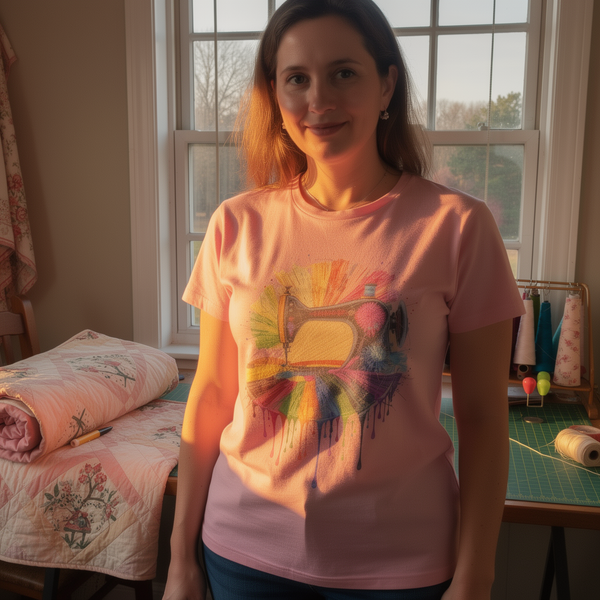 lifestyle scene ~ Splahsed Stitches ~ Women's Fit Tee
