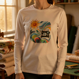 lifestyle scene ~ Creative Breezes ~ Comfort Color Premium Long-Sleeve Tee