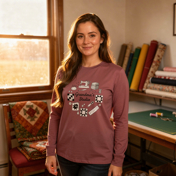 lifestyle scene ~ Grandma’s Studio ~ Comfort Colors Premium Long Sleeve Tee
