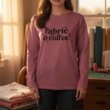 lifestyle scene ~ Fabric & Coffee ~ Comfort Colors Premium Long Sleeve Tee