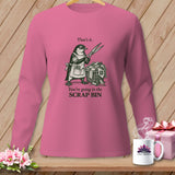 Pink long-sleeved shirt with a penguin graphic and text 