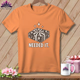 Orange t-shirt with stacked fabric bundle design and 