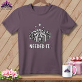 Purple t-shirt with stacked fabric and 