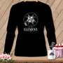 Black long-sleeve shirt with a quilt star design and "IN MY ELEMENT." text.