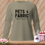 Long-sleeve taupe shirt with black text 