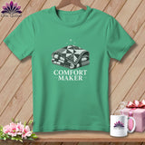 Teal t-shirt with folded quilt graphic and 