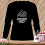 Black long-sleeve shirt with "Questionable Cuts" text and quilting graphic.