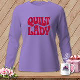 Lavender long-sleeve shirt with red 