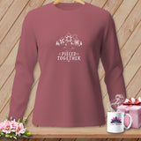 Long-sleeve t-shirt with white graphic design and text 
