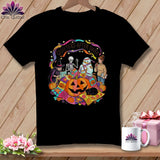 Black t-shirt with Halloween quilting graphic, text 