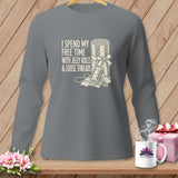 Gray long-sleeve shirt with 