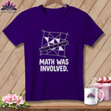 Purple t-shirt with geometric pattern, ruler, and 