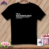 Black t-shirt with white text 
