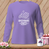 Purple long-sleeve shirt with white graphic 
