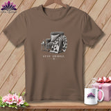 T-shirt with armchair, blanket, coffee, and 