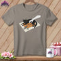 Illustration of a black cat relaxing on a pumpkin with a hand petting it.