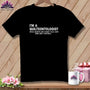 Black t-shirt with "I'M A QUILTEONTOLOGIST" text, floral logo.