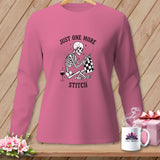 Skeleton sewing with text 