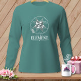Teal long-sleeve shirt with a quilted star design and 