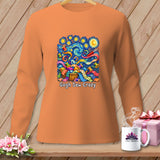 Orange long-sleeve shirt with 