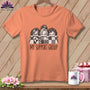 T-shirt with three women peeking over a quilt, text "MY SUPPORT GROUP".