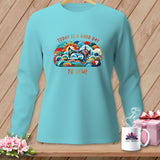 Turquoise long-sleeve shirt with 
