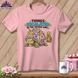 Pink t-shirt with cartoon turtles and quilted shell, 