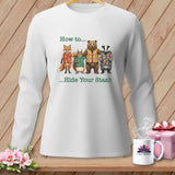 White long-sleeve shirt with woodland animals and 