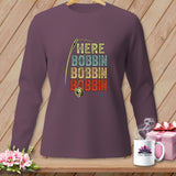 Long-sleeve purple shirt with vintage 